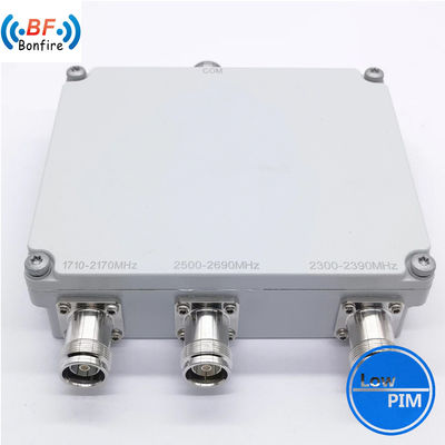 4.3-10 F DIN-F 인터페이스 RF 트리플렉서 트리플밴드 조합기 380-2700MHz 회색/붉은/검은