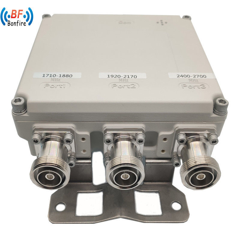 실내/외부 IP65 3 대역 조합기 1710-1880/1920-2170/2300-2700MHz 4.3-10-F DIN-F